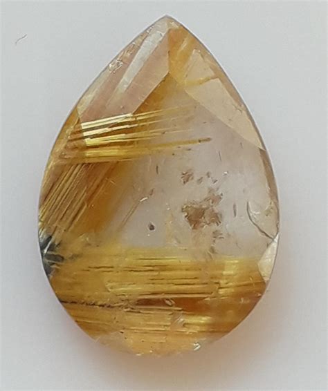 Golden Rutilated Quartz Pear Cut 4 56ct Responsibly Sourced From An