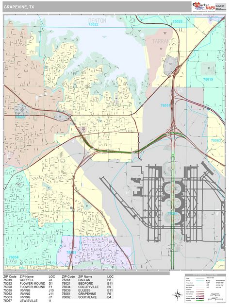 Grapevine Texas Wall Map (Premium Style) by MarketMAPS - MapSales