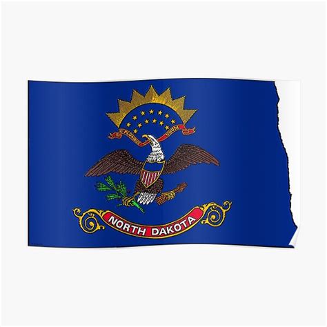 North Dakota Map With North Dakota State Flag Poster By Havocgirl