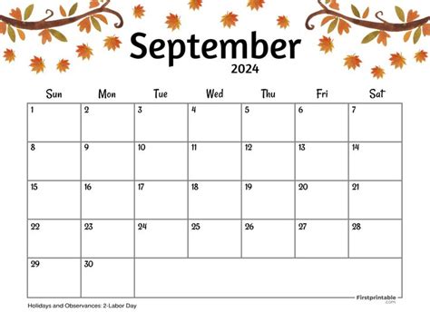 Free Printable Editable Fillable September Calendars With