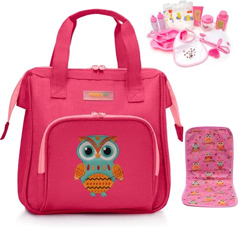 Happyvk Pink Baby Doll Diaper Bag With Doll Changing Pad And Doll