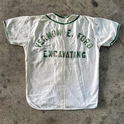 Vintage 1950s Embroidered Baseball Jersey Tagged Depop