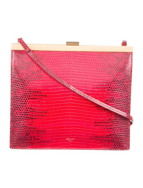 Celine Céline Small Python Box Bag Red Crossbody Bags Handbags Cel29670 The Realreal