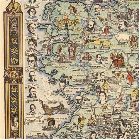 Ireland Map Old Ireland Map Irish Map Vintage Map Literary Etsy Uk