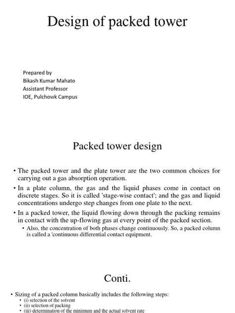 design  packed tower  phase matter mole unit