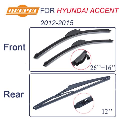 QEEPEI Front And Rear Wiper Blades For Hyundai Accent 2012 2013 2014