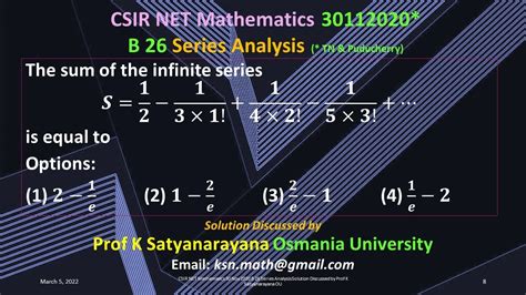 Csir Net Mathematics 30 Nov 2020 B 26 Series Analysis Solution