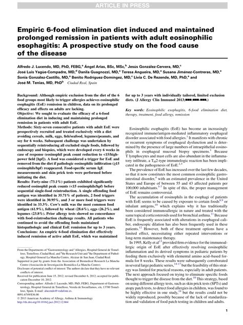 Pdf Empiric 6 Food Elimination Diet Induced And Maintained Prolonged Remission In Patients