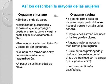 Orgasmo Clitoriano Y Vaginal Similitudes Y Diferencias PPT