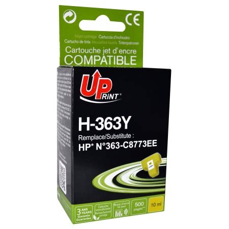 UPRINT CARTOUCHE REMANUFACTUREE HP N363 REMPLACE C8773EE JAUNE Uprint