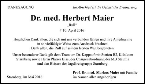 Traueranzeigen Von Herbert Maier Sz Gedenken De