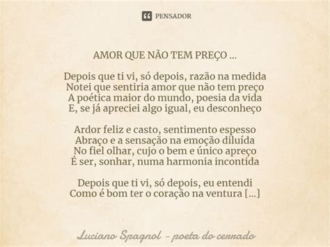 Amor Que N O Tem Pre O Depois Luciano Spagnol Poeta Do