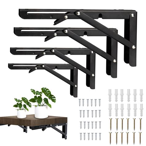 Buy Folding Shelf Brackets Inch Black Heavy Duty Stainless Steel