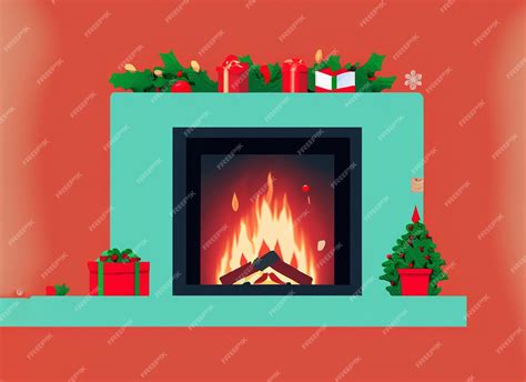 Premium AI Image | Christmas fireplace on white background