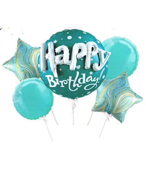 3d Happy Birthday Foil Balloon Set Turquoise Color Az T And Trading