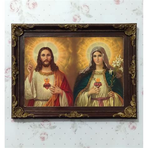 Quadro Sagrado Coração de Jesus e Imaculado Coração de Maria Shopee