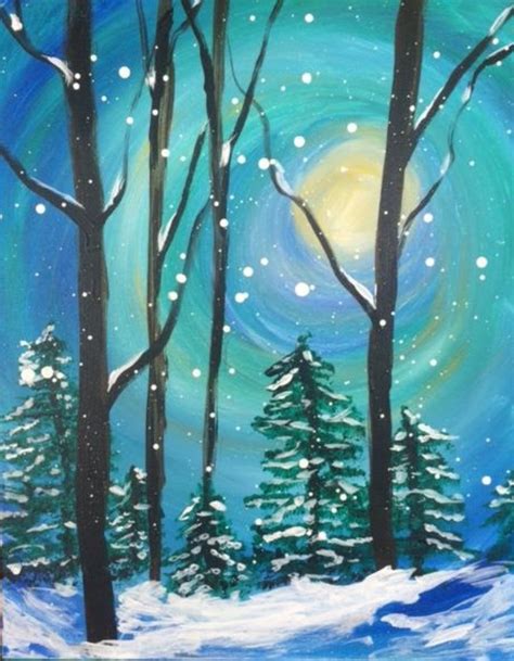 Sat Nov Pm Winter Moon Winter Scene Paintings