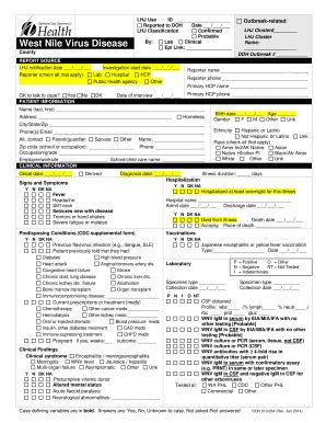 Fillable Online Doh Wa Disease Reporting Form For West Nile Virus