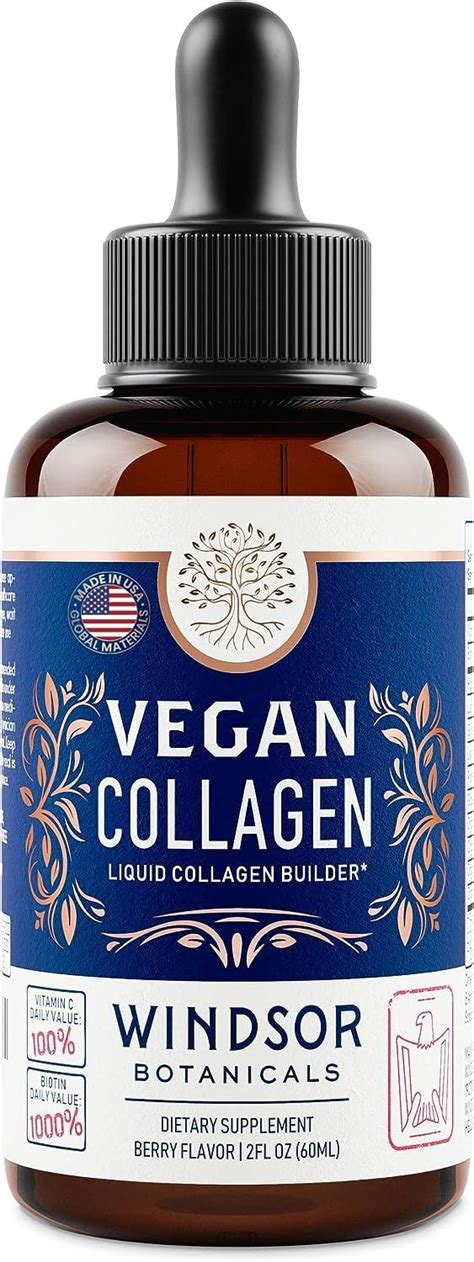 Vegan Collagen Builder Liquid Supplement with Vitamin C & Hyaluronic ...