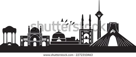 Iran Monuments Vector Illustrations Isolated On Stock Vector (Royalty ...