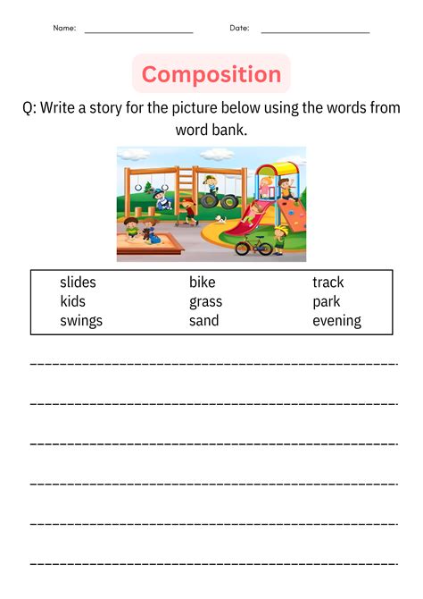 Printable Creative Writing Picture Composition Description Worksheet