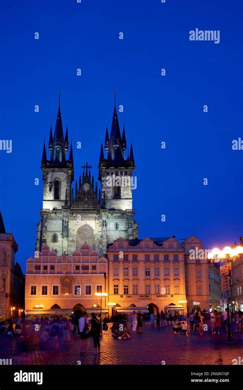 Prague Czech Republic The Gothic Church Of Our Lady Before Tyn In Old