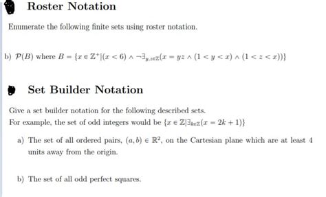 Solved Roster Notation Enumerate the following finite sets | Chegg.com