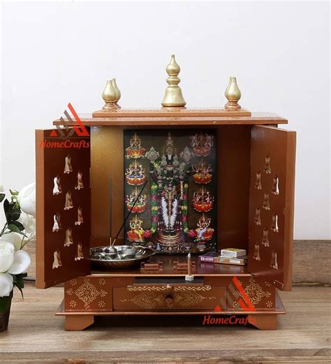 Solid Sheesham Wooden Pooja Mandir Mandap With Gopuram Pooja Cabinet