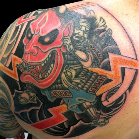 Tatuaje Samurai Y Mascara Japones Vallekas Tattoo Zone Madrid Spain