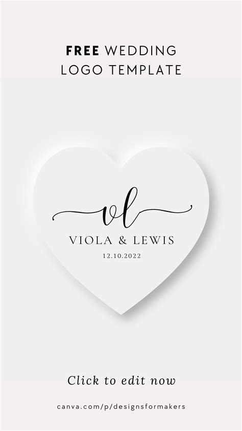 Black and White Minimalist Wedding Monogram Logo - FREE Canva Logo Template | Wedding logo ...