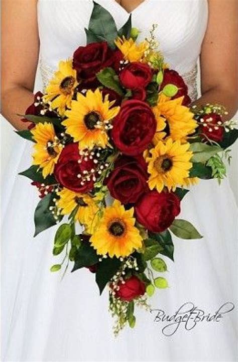 Pin By Heather Odom On Burgundy And Sunflower Wedding Red Bouquet