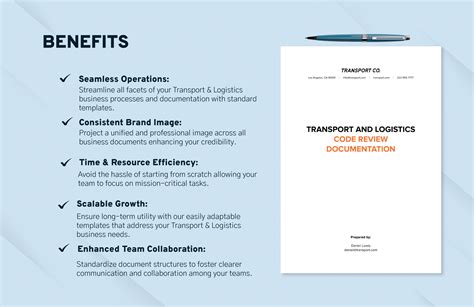 Transport And Logistics Code Review Documentation Template In Word Pdf