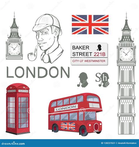 Sherlock Holmes Vector London Ilustration With Sherlock Holmes Baker