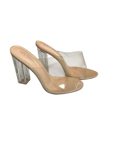 Clear High Heels Lucite Nude Transparent Mule Sandal Open Toe Disco
