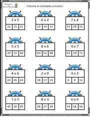 Repaso Tablas De Multiplicar Pdf Colorea El Resultado Correcto X