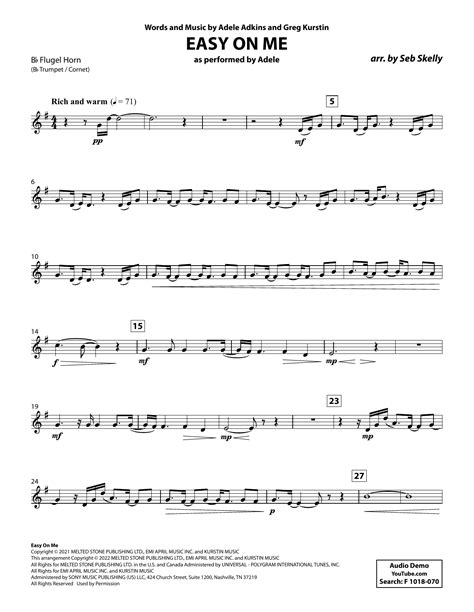 Easy On Me For Brass Quintet Arr Seb Skelly Bb Flugelhorn Sheet