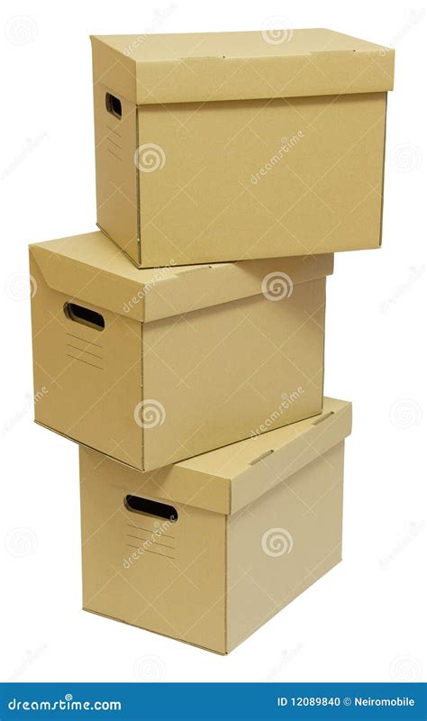 Three Cardboard Boxes With Handles Stock Photo - Image: 12089840