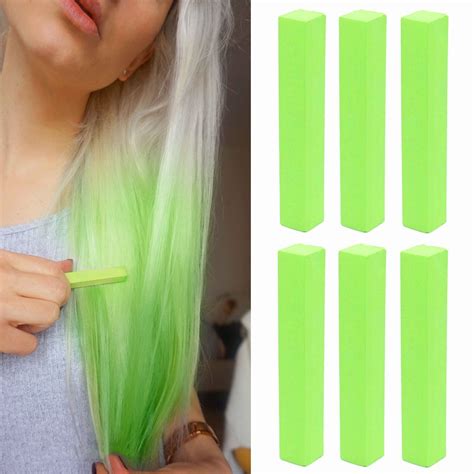 Crazy Neon Green Hair Dye Green Apple Temporary Hair Chalk With Shades Of Green Set Of 6