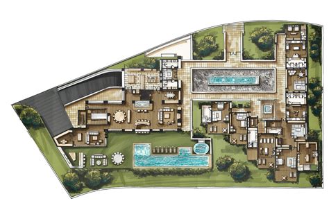 Residential architectural plans illustrated on Behance