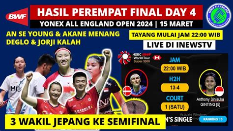 Hasil All England Hari Ini Day R Deglo Jorji Kalah Yonex