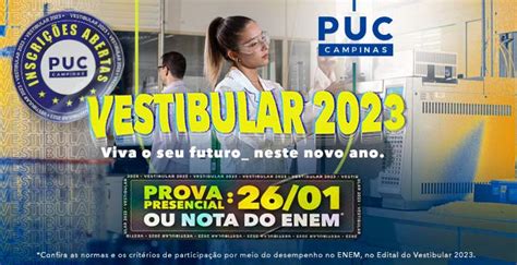 Inscri Es Abertas Para Vestibular Puc Campinas Sejabixo