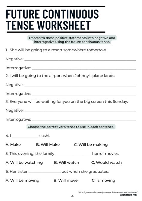 Future Continuous Tense Uses Examples And Worksheet