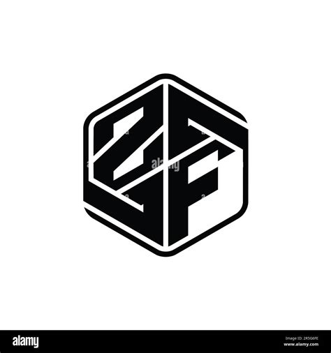 Zf Letter Logo Monogram Hexagon Shape With Ornament Abstract Isolated