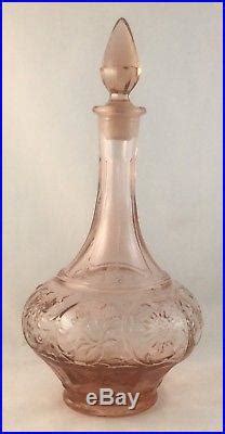 Rare Retro Pink Glass Genie Bottle Decanter With Stopper Vintage