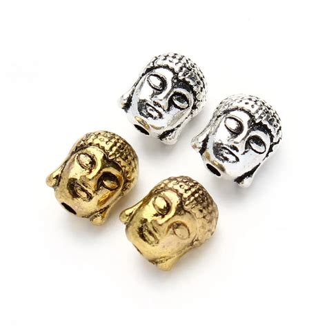 Perles de tête de bouddha en métal argenté 20 pièces lot perles d