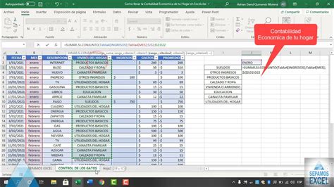 Como Llevar La Contabilidad Economica De Tu Hogar En Excel YouTube