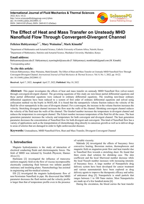 Pdf The Effect Of Heat And Mass Transfer On Unsteady Mhd Nanofluid