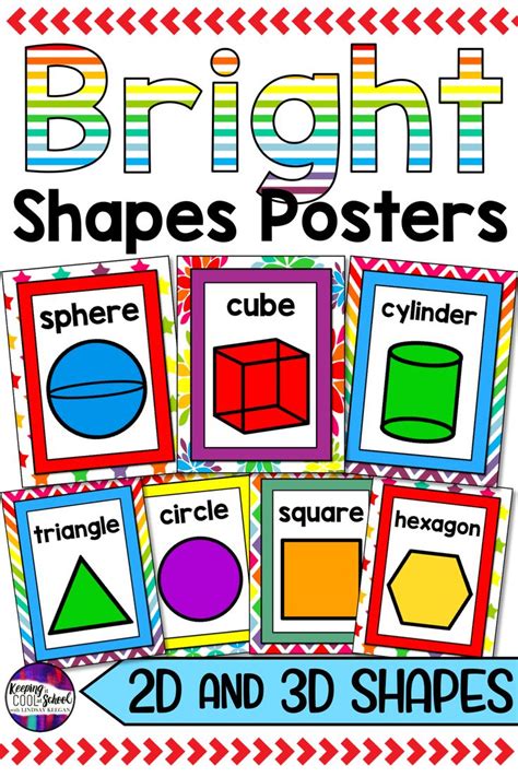 Shapes Posters 2d And 3d Shapes Bright Classroom Decor 2d And 3d