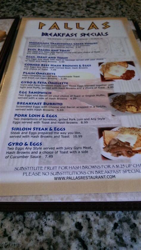 Menu At Pallas Restaurant West Allis