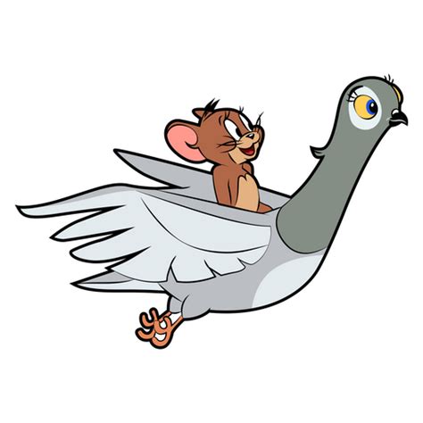 Tom and Jerry Jerry Flying on Pigeon Sticker - Sticker Mania